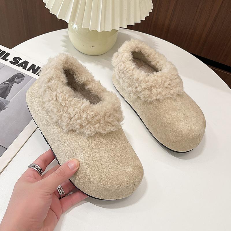 Retro popular niche design feeling Mao Mao edge women winter new wear Mao Mao warm cotton shoes