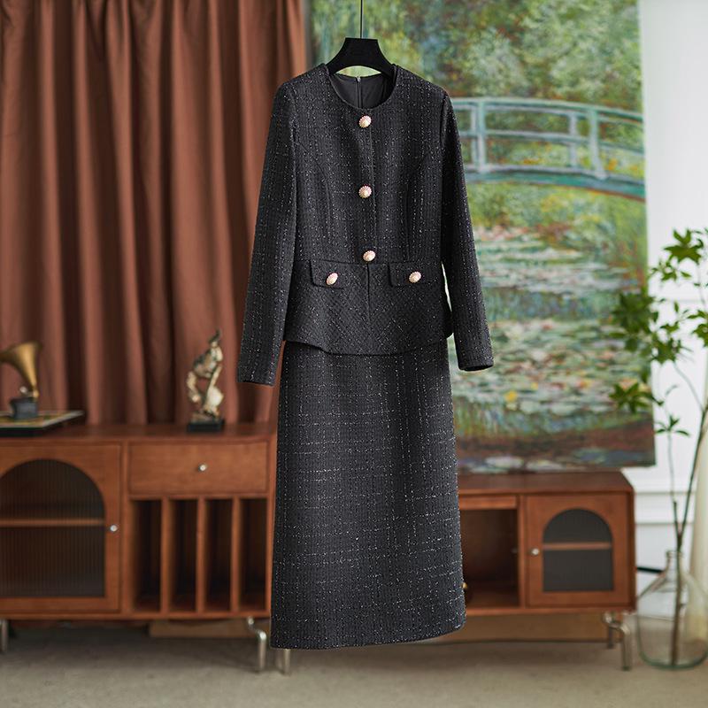 

Элегантное облегающее платье-двойка, подчеркивающее талию - Женская осенне-зимняя юбка-бодикон M