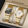 Luxury Gold Tone Women's Wristwatch Black White Dial with Large Number Analog Quartz Watch Fashion Dress Watch for Women 2 Color