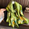 New silk scarf new silk satin printed shawl holiday fashion sunscreen long section simulation silk scarf