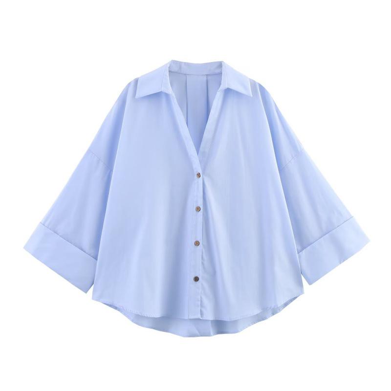 Autumn 2025 Wide Sleeve Poplin Shirt - European & American Style, New Versatile Design