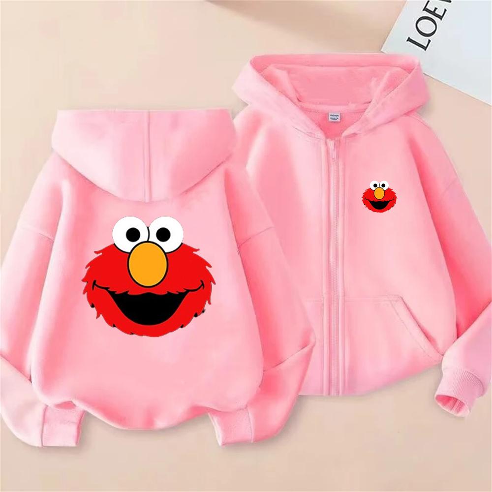 Fashion SESAME STREET Sweatshirts Elmo Zip Up Hoodie Children Clothes Kid Girl Boy Sweatshirt Zipper Hoody Baby Casual Top