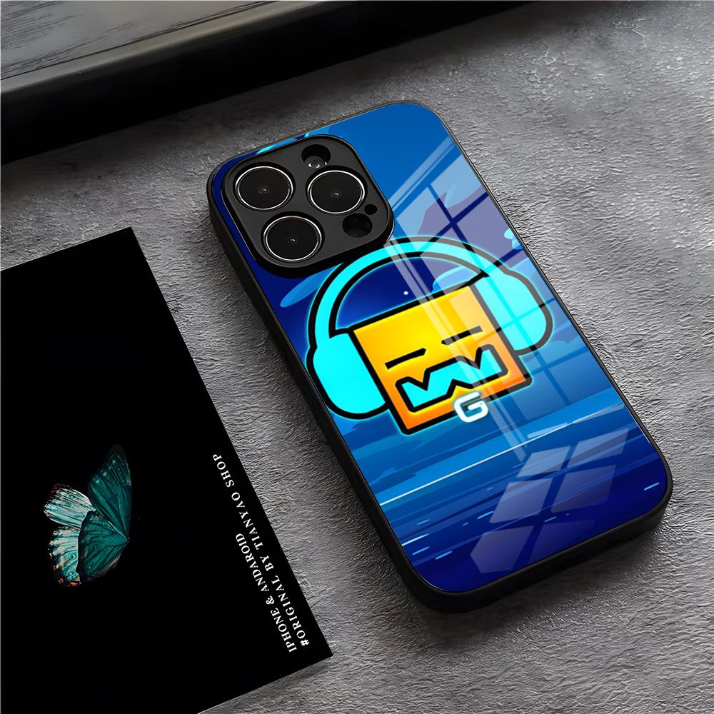 Game G-Geometry Dash Phone Case For IPhone 17 Pro Max 15 Pro 16 14 Plus 12 13 Mini 11 Pro Shockproof Glass Cover