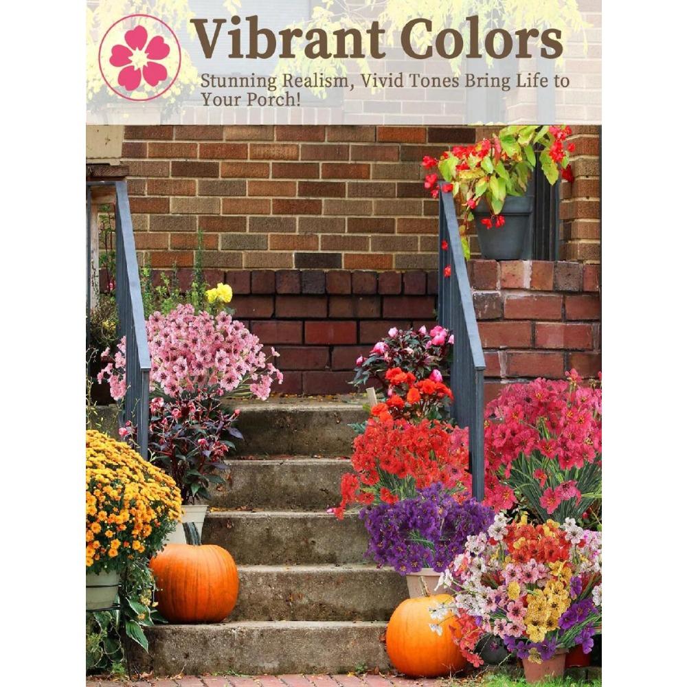 Artificial Flowers for Indoor and Outdoor, Fake Flowers Plants for Indoor and Outdoor Garden Porch Windowsill Home Wedding Farmhouse