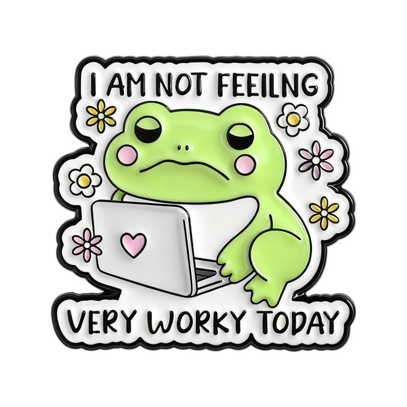 Not Very Worky Enamel Pins I Poop On Company Time Brooches Lapel Badges Cartoon Froggy Work Meme Jewelry Gift for Friends