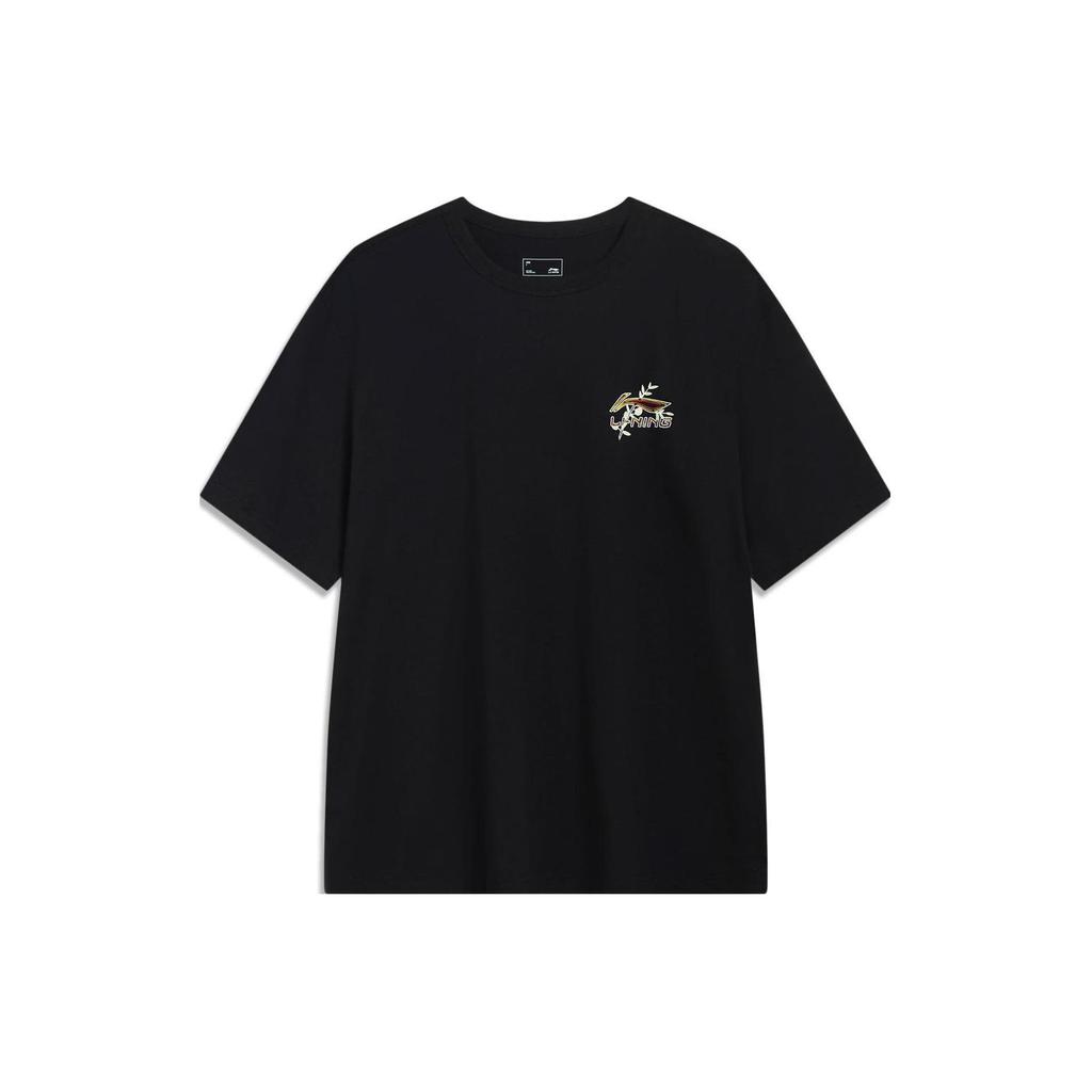 Li-Ning Casual Printed Comfort Crew Neck Short Sleeve T-Shirt Men Tops Black AHSU973-2