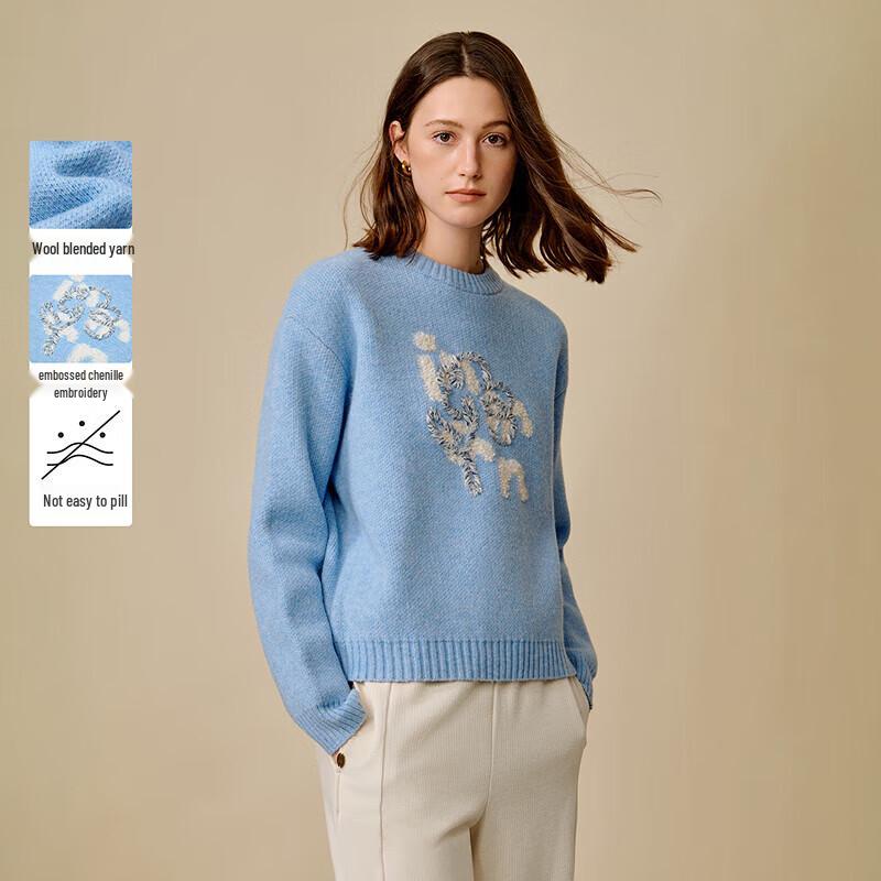 

Вязаный свитер Inman с тиснением, цветочной вышивкой L