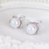 Colorful Imitation Moonstone Earrings For Women, Fashionable Personalized Sweet Jewelry, Line Design Stud Earrings