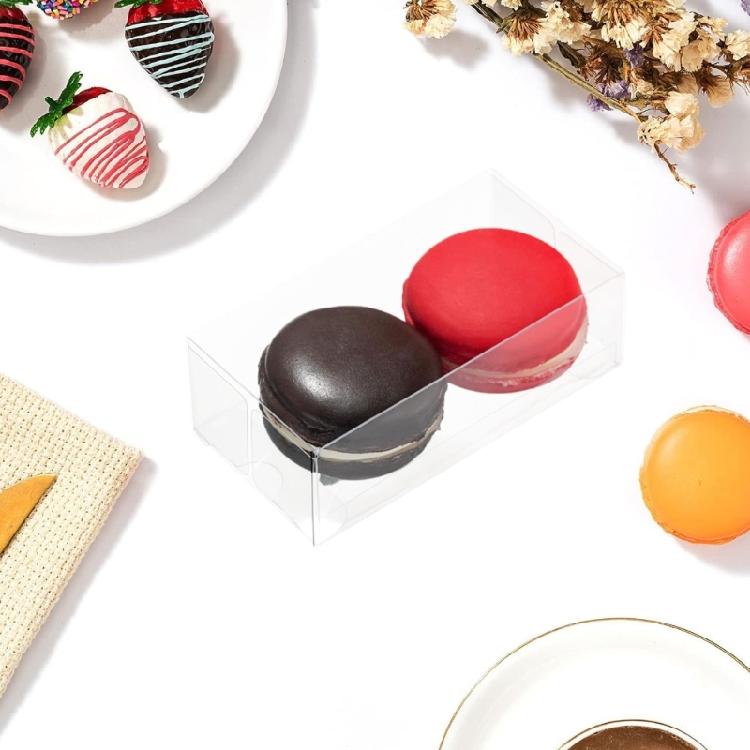 50 Stück Transparente Gebäckschachteln Elegante Dessert-Präsentationsbox Lebensmittelechter Kunststoff Macaron-Display-Verpackungsbox