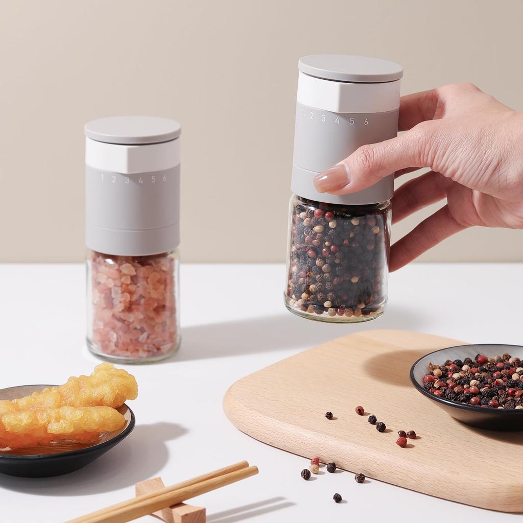 VKCHEF Pepper Pepper External Rock Salt Gray Salt 6 Degree Set of Coarseness Ceramic Easy To Spice Crystalline Flower Pepper Easy To Convenient For