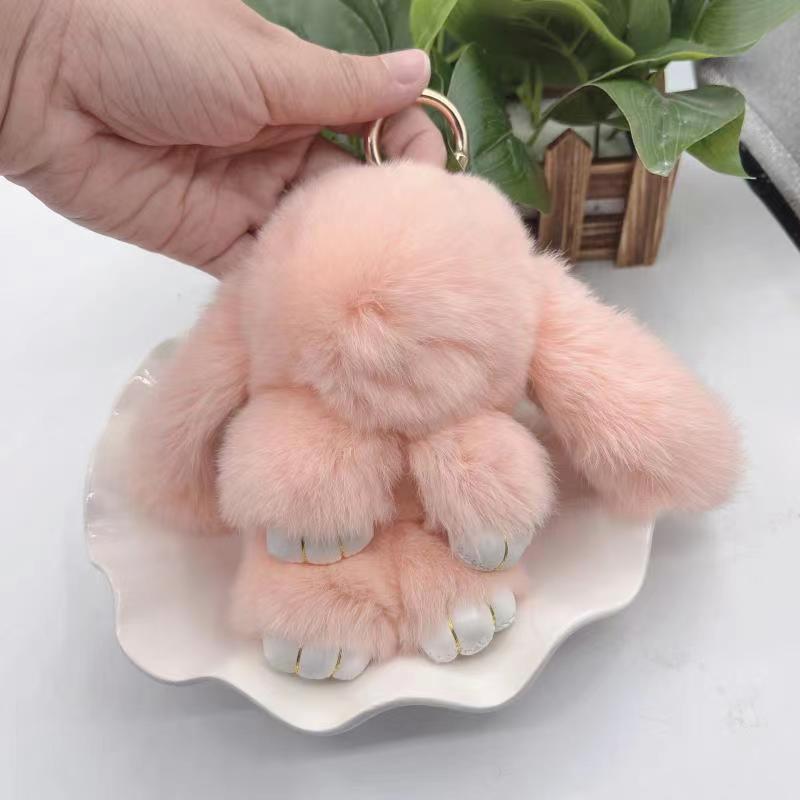 Rex Rabbit Fur Plush Keychain: Cute Rabbit Pendant Toy for Bag or Car