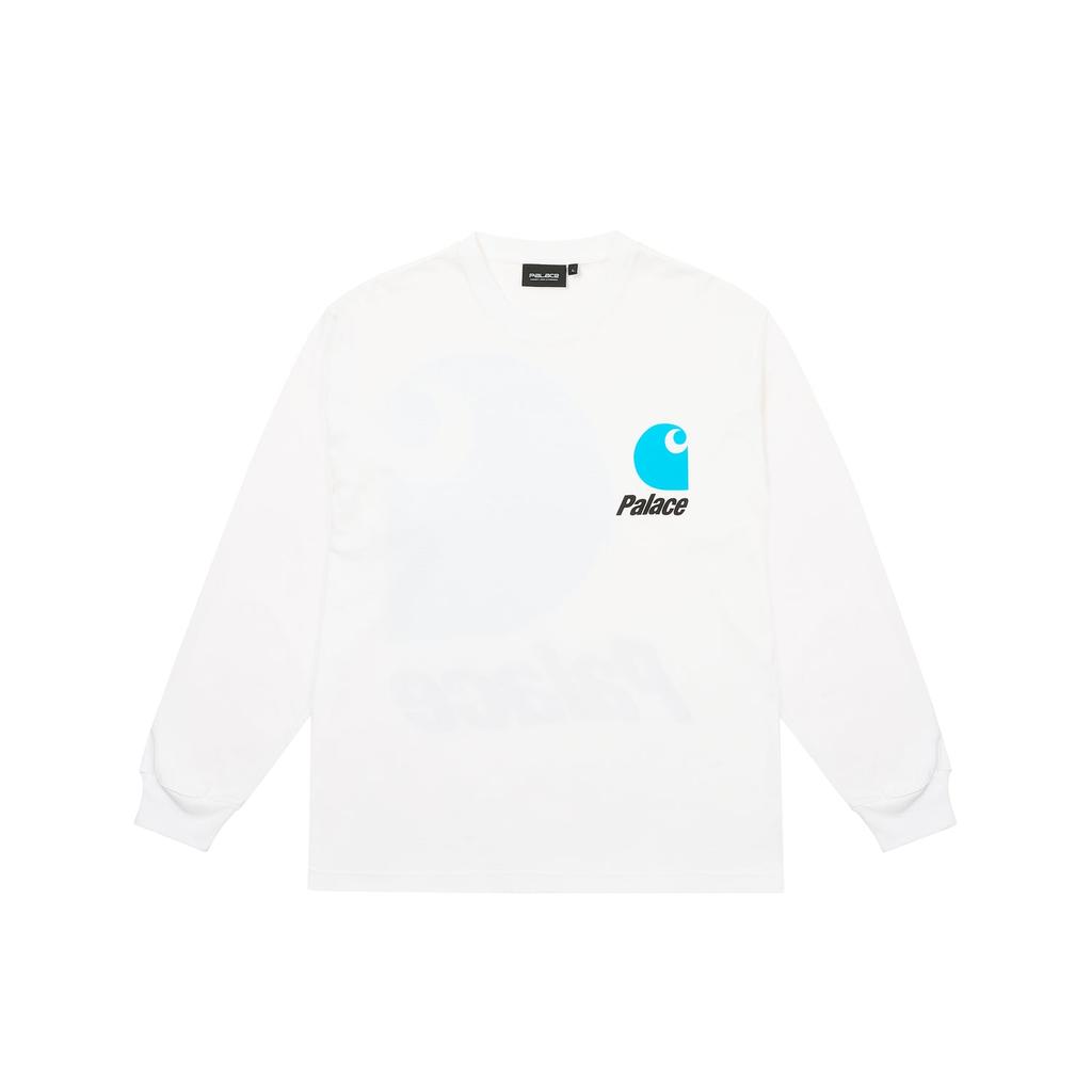 Palace X Carhartt WIP Collaboration FW24 Logo Long Sleeve T-Shirt Unisex Tops White I035650-37M-XX