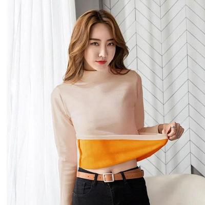 Thermal Underwear Ladies Plus Velvet Thick Bottoming Shirt Autumn and Winter Tight-fitting Long Sleeve Body Sculpting Body Autumn Clothes Top