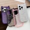 Sött tecknat kattöron glitter paljetter transparent skal för iPhone 16 15 Plus 14 Pro Max 13 12 11 mjukt silikon stötsäkert skydd