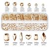 Mixed Color Flat Back Rhinestone Nail Art Kit with 12 Grids - Heart, Water Drop, and Rhombus Shapes.