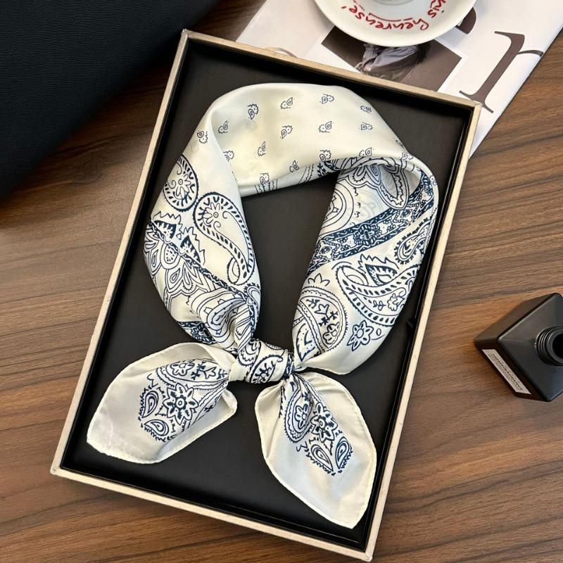 Polka Dot Silk Scarf Square Scarf High-end New Versatile Decorative Scarf Scarf Scarf Neck Cashew Flower Scarf Shawl Can Be Used As a Tube Top