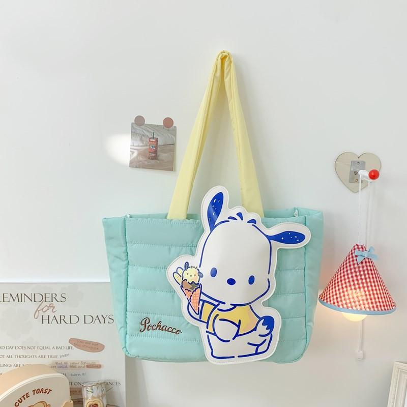 Fashion Cartoon Down Cloth Handbag Bag Four-color Shoulder Bag Cute Soft Cute Cat Tote Bag Large-capacity Bag