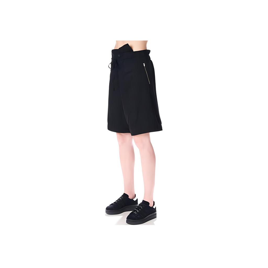 Y-3 FW22 Solid Color Irregular Casual Drawstring A-Line Shorts Men Shorts Black H63040