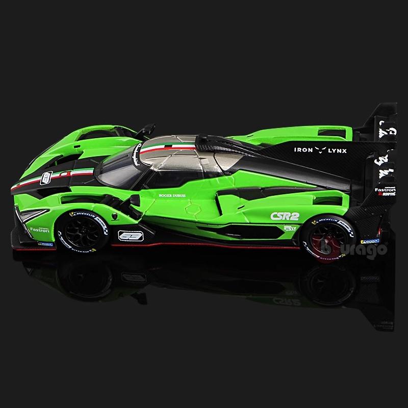 Ny på lager Bburago 1:43 24h Le Mans Racing Lamborghini Sc63 Porsche 963 Legering Miniatyr Støpt Modell Akryl Emballasje Leker
