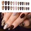 24Pcs Leopard Print Press On Nail Short Almond False Nail Glossy Artificial Nail Full Cover Stick Onsfor Women and Girls