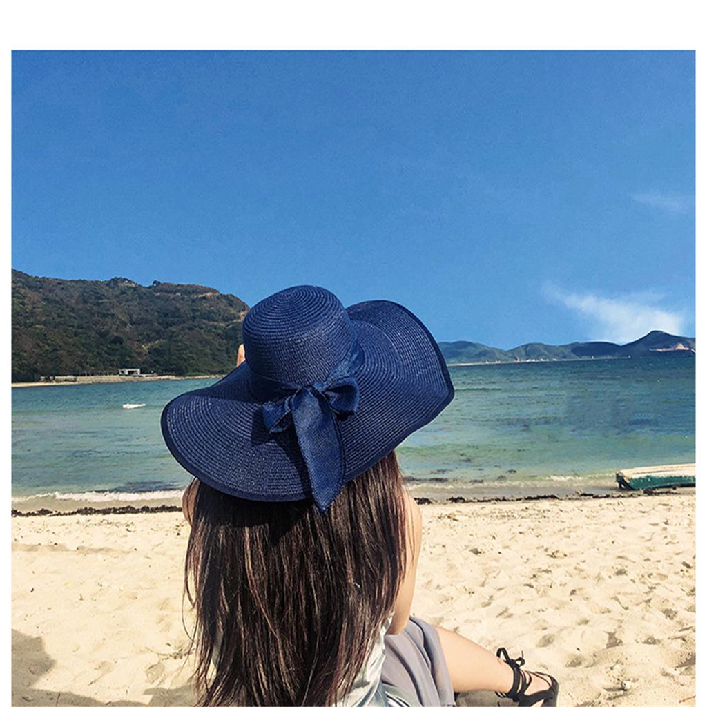 Temperament All-match Beach Straw Hat Women's Summer Seaside Travel Large Brim Sun Protection Vacation All-match Large Brim Sun