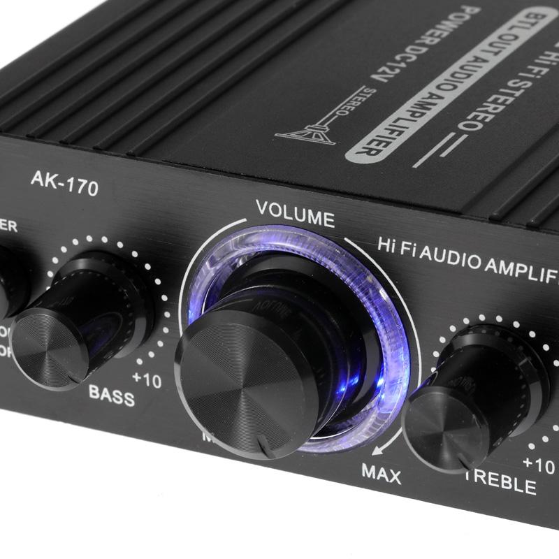 AK170 Home Theater Amplifiers 400W DC 12V 2 Channel HIFI Digital Stereo Audio Power Amplifier for Home Car Radio Karaoke Speaker