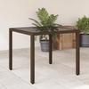 VidaXL Garden Table with Glass Top, Dining Table, Meal Table, Outdoor Patio Terrace Furniture, Brown 365528