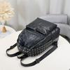 SHELKSBAG Unisex Retro Trend Skull Studded Embossed Backpack Gothic Punk Style High School College Pu Leather Travel Bags