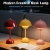 Lâmpada de mesa cogumelo recarregável por USB tri-color ajustável luminária de interior lâmpada de mesa botão de flor decoração de mesa de quarto