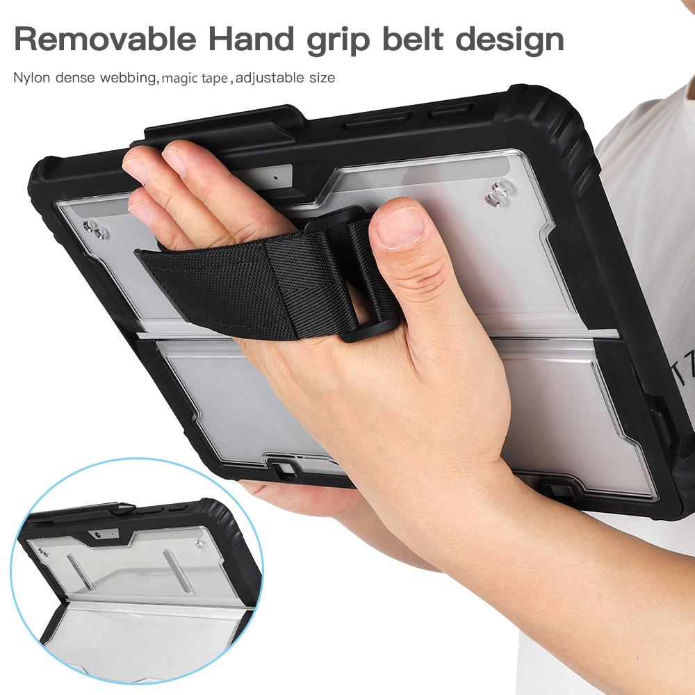 For Microsoft Surface Pro 10 Case Kickstand PC+TPU+Acryclic Tablet Cover with Shoulder Strap