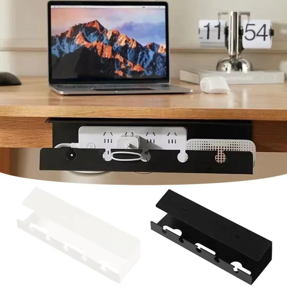 No Drilling Required Under Desk Cable Organizer Wear-resistant Socket Strip Holder  Conference Room
