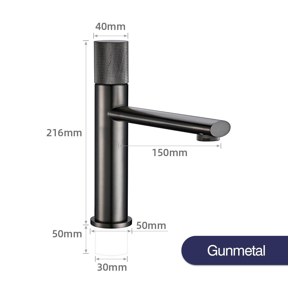 Knurled Faucet Matte Gold Basin Faucet Bathroom Tap Single Handle Hot and Cold Sink Faucet Knurled Mixer Brass Material