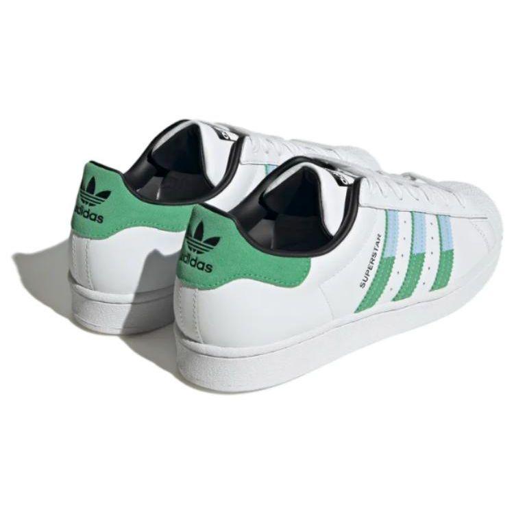 Adidas Superstar White Green Blue Men Sneakers Cloud-White Semi-Screaming-Green Blue-Dawn HQ2168