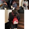Mini Cartoon Backpack For Women Pu Material Streetwear Casual Daily Use With Grid Print And Hello Kitty Embroidery Design