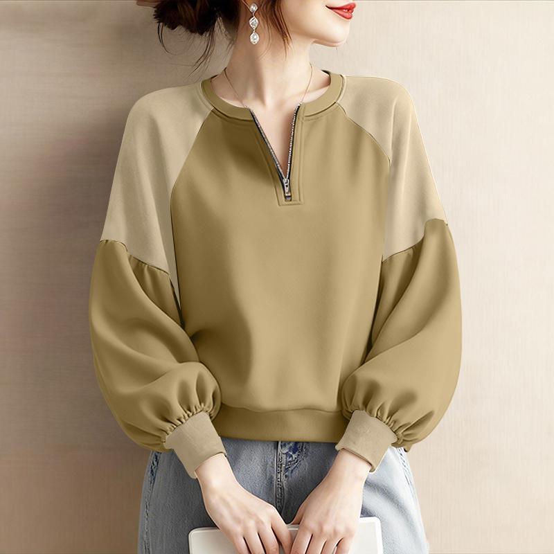 

ZANZEA Women Casual Round Neck Patchwork Long Sleeve Pullover Tops 5XL