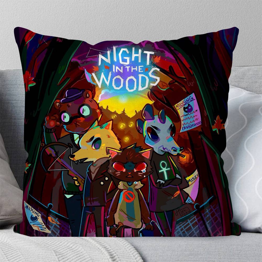 Night In The Woods Pillow Case Fashion Square Pillowcase Bedroom Sofa Room Ins Decoration Leisure 40x40cm