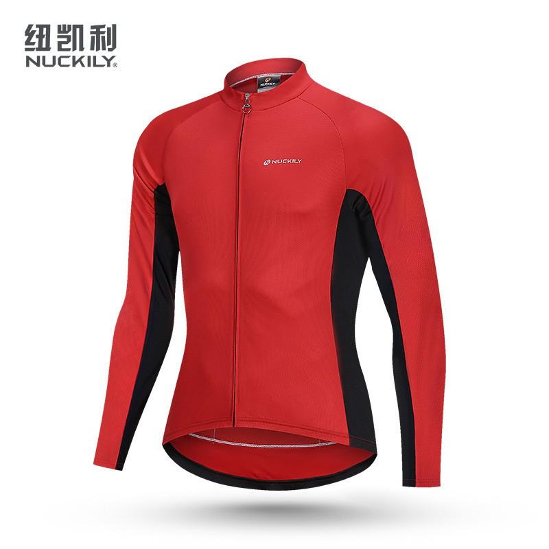 NUCKILY Mens Long Sleeve Cycling Jersey Breathable Quick Dry Bike Shirt Road Mountain Biking