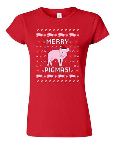 Junior Merry Pigmas Pig Pet Ugly Christmas Hat Gift Funny Humor DT T-Shirt Tee Unisex T-Shirt