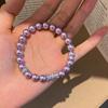 Mist Purple Cubic Zirconia Pearl Beaded Elastic Bracelet - Versatile Light Luxury Hand Jewelry