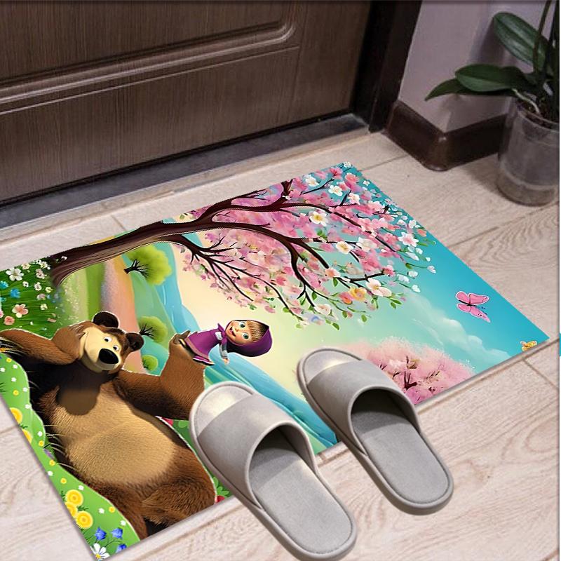 Masha and The Bear Pattern Rug, Indoor/Outdoor Mat, for Picnic, Gameroom, Bedroom, Office, Living Room, Home Decor Carpet, Birthday Gift