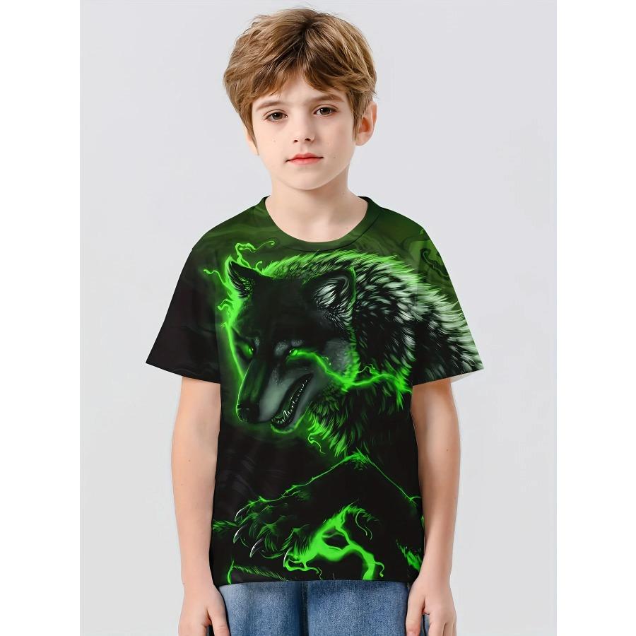 2024 T-Shirt Animal Panther Lion Wolf 3D Print Streetwear T-shirts Boys Girl Casual Fashion Oversized T Shirt Kids Tops Clothing