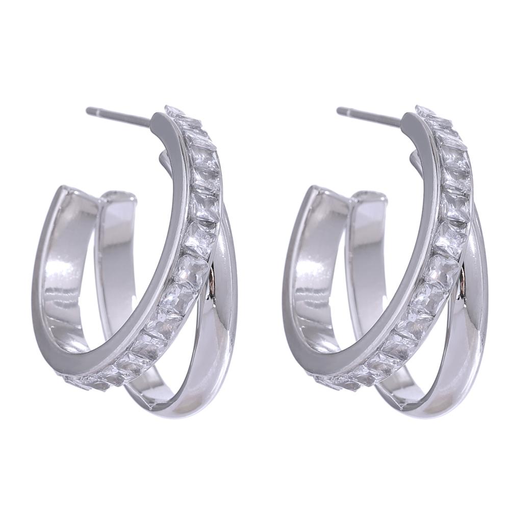 

Yhpup Fashion Stainless Steel Geometric Stud Earrings Delicate Bling Cubic Zirconia Jewelry joyería acero inoxidable mujer Gift