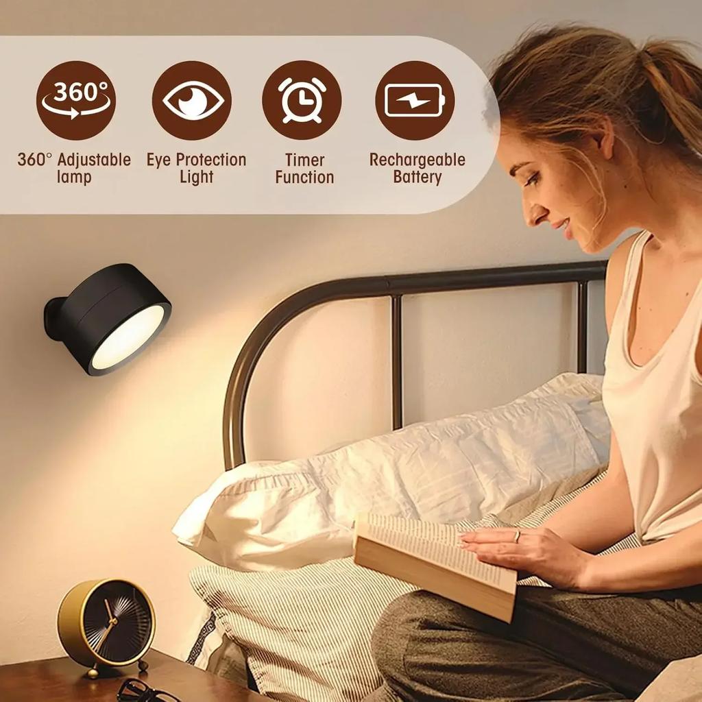 Magnetische LED-Wandleuchte, wiederaufladbare Leseleuchten, 360°-Drehung, Touch-Fernbedienung, Schrankstrahler, Nachtlampe
