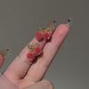 2024 D Retro Wine Red Velvet Rose Pearl Earrings: Hong Kong Style, Autumn/Winter Trend