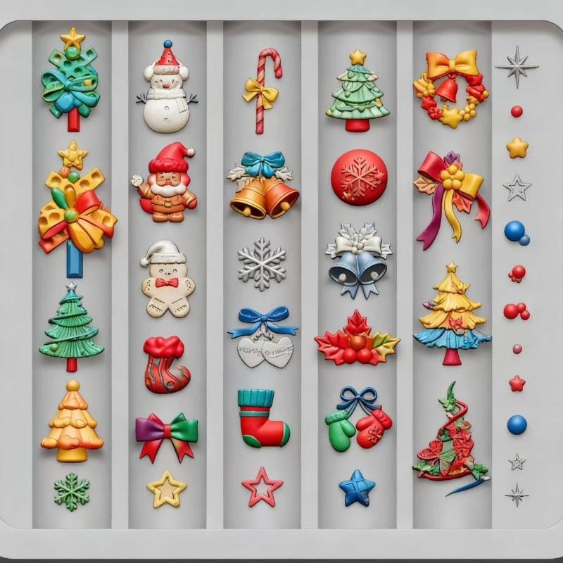 3D Бароковий Ангел Метелик Різдвяна Ялинка Сніговик Форма для Нігтів DIY Прикраси для Нігтів Силіконова Форма для Ліплення Манікюрний Шаблон