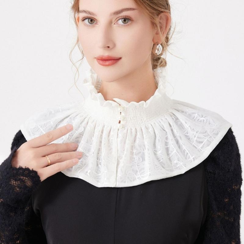 Victorian Ruffle Faux Collar Courtstyle Detachable Collar For Women Dresses Sweater Easy Wear Fashion Neck Accessory