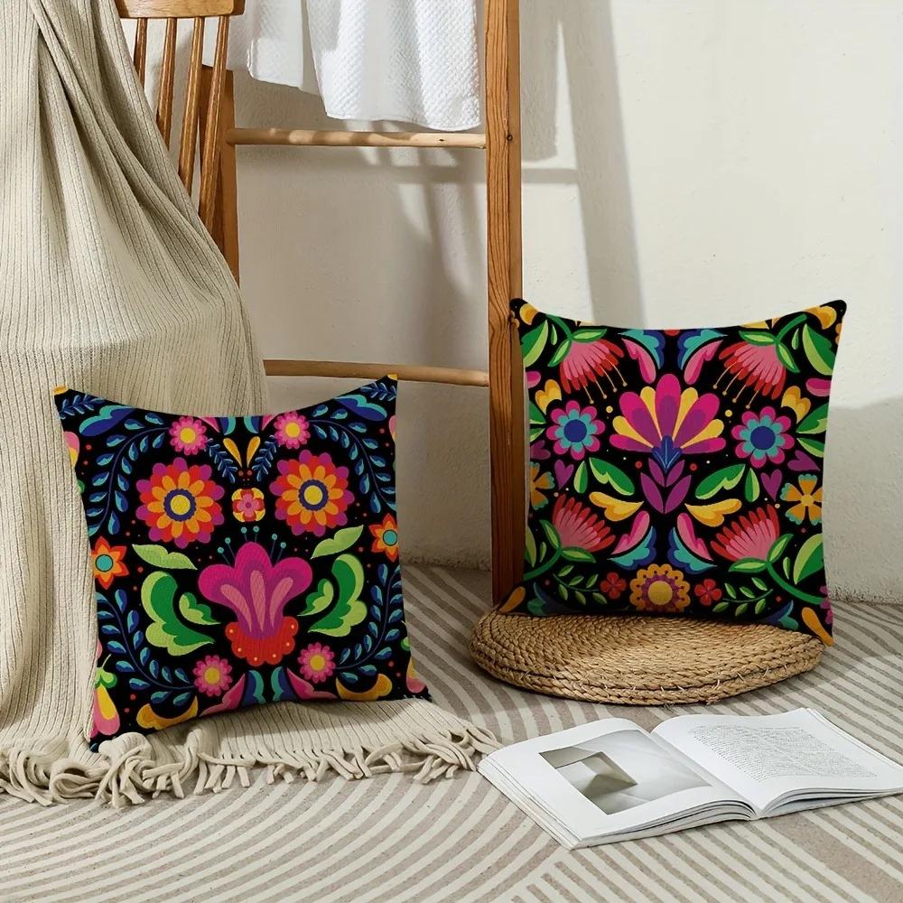 Floral pattern printed pillowcase Mexican style home furnishing room decoration cushion cover living room sofa cushion cover