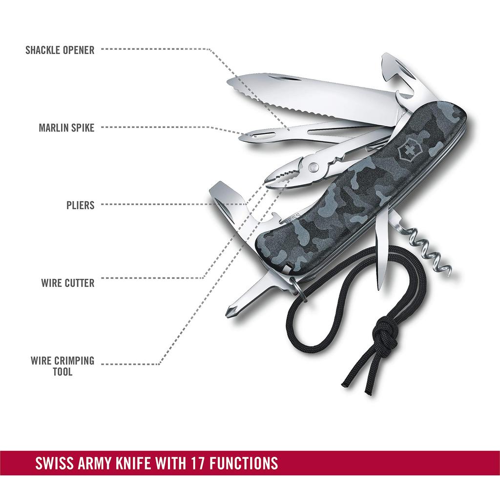VICTORINOX Skipper Knife Lanyard Shackle Key Equipped with Marlin Spike Swiss Made Multi Tool Essential for Navigation []