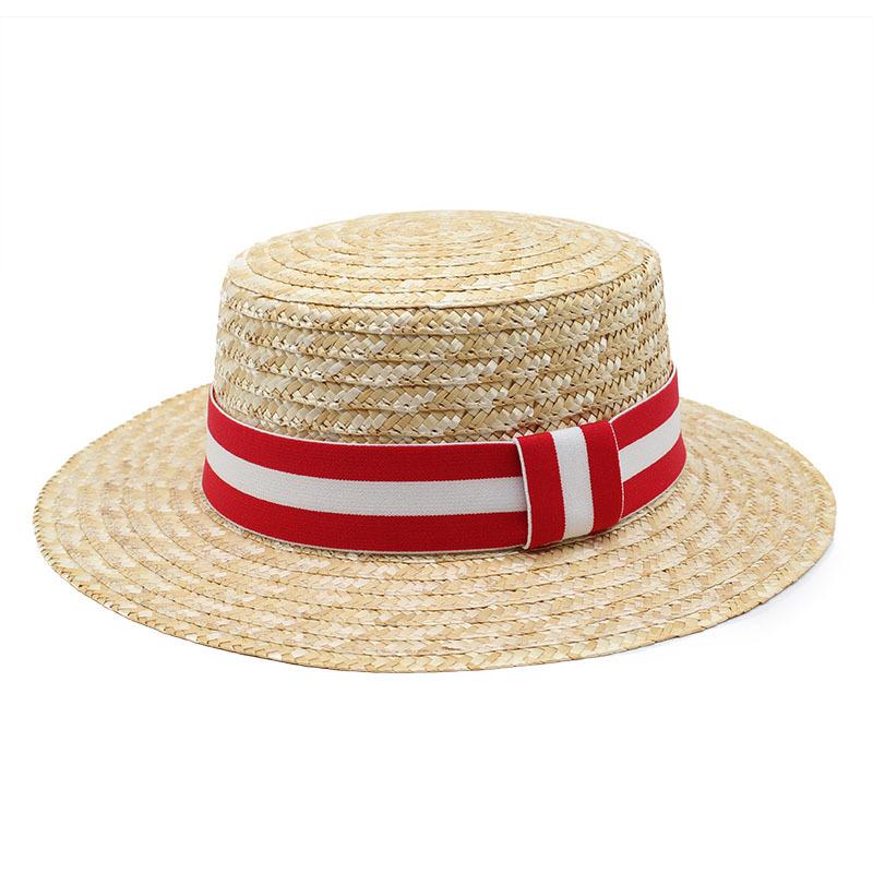 Spring And Summer Big Eaves Wheat Pole Braid Flat Top Flat Edge Straw Hat Women'S Sunshade Shape Natural Ethnic Style Straw Hat Tide