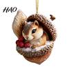 Elegant Holiday Decor Forest Animal Acorn Hanging Ornament, 2D Acrylic Flat Printed Tree Seasonal Ornaments for Christmas, Woodland Creature Pendant,